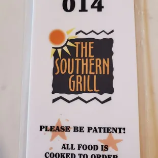 Seating place card