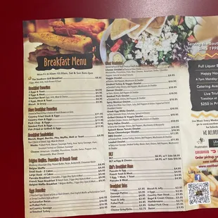 Breakfast menu
