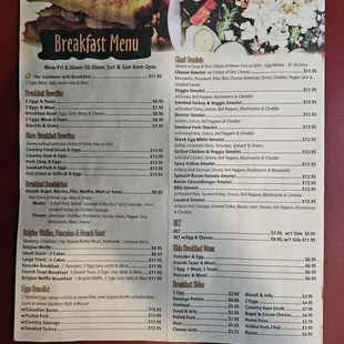 Menu as of May 2024