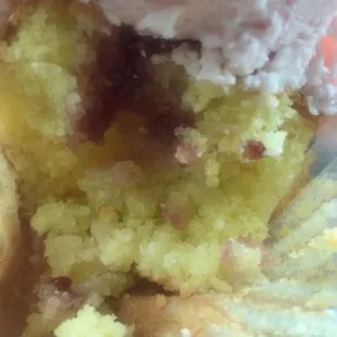 Inside raspberry cupcake