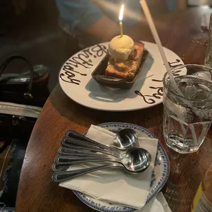 Peach cobbler for the birthday girl.