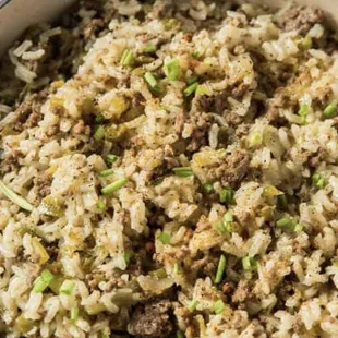 Homemade Cajun dirty rice.
