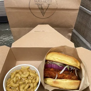 Nashville Hot Chicken Sandwich and Mac &amp; Cheese