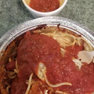 Chicken Parmigiana with extra sauce