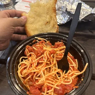 Small shack and 1 Piece Garlic Bread