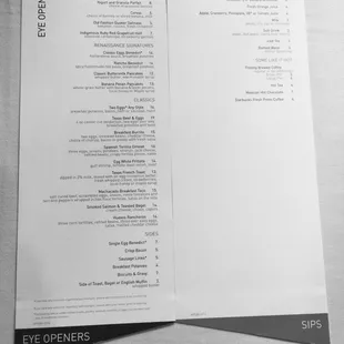 The Spanish Room Breakfast Menu