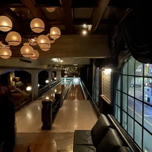 a bowling alley with bowling lanes
