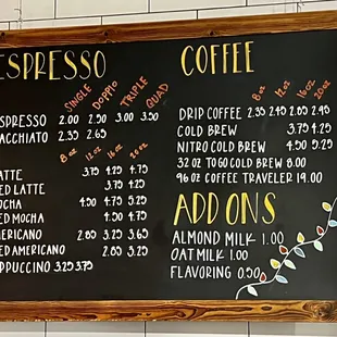 Menu of some - not all items