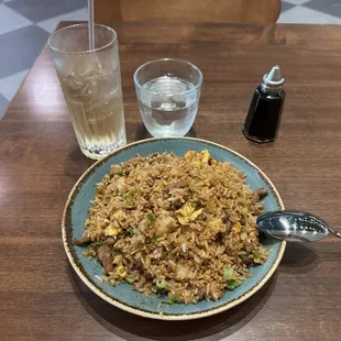 Fried rice, ginger ale for a quick, delicious lunch