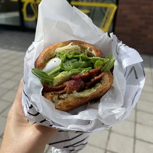Bacon croissant breakfast sandwich