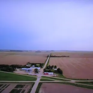 an aerial view of a farm