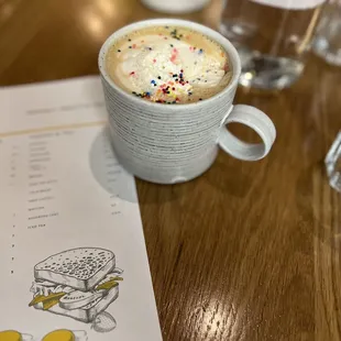 Animal cracker frosted latte