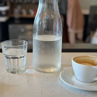 Water and a latte