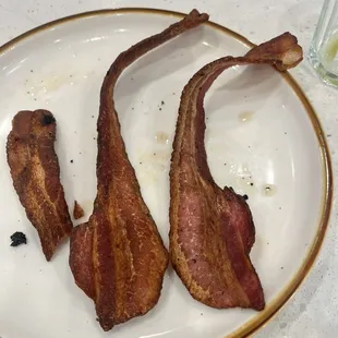 Side of overcooked bacon at Speckled Egg