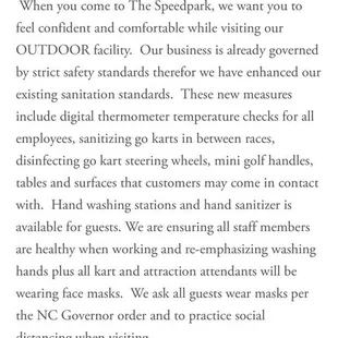 It's their website saying all the great precautions that they are taking but not one is being done by the very young, inexperienced staff.