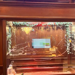 Beautiful birds welcome you at the host stand.