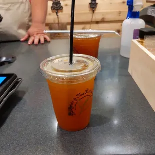 Peach tumeric  Absolutely loved this place! The tea is amazing and so are their seasonings!!