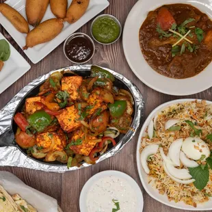 a variety of indian food