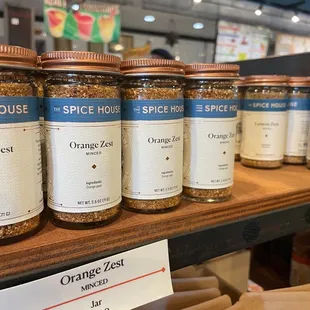 jars of spices on a shelf