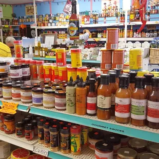 All sorts of sauces, spices and rubs for sampling and purchase