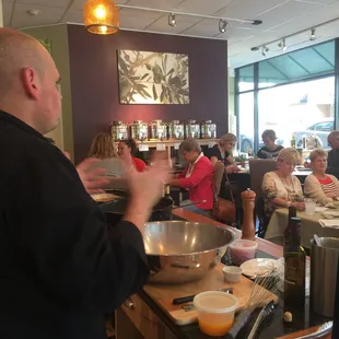 a group of people in a restaurant