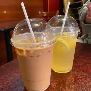 hk milk tea and honey lemon tea