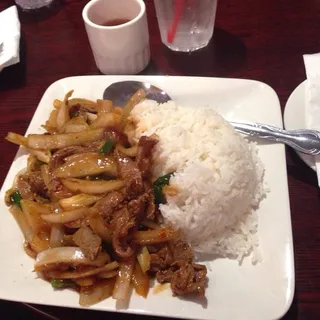 Mongolian Beef Rice Plate