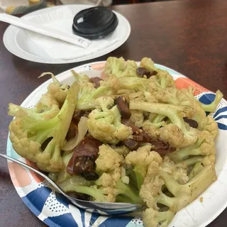 Sauteed Cauliflower &Chinese Sausage Over Rice