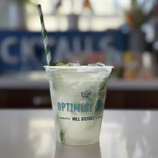 a drink in a plastic cup