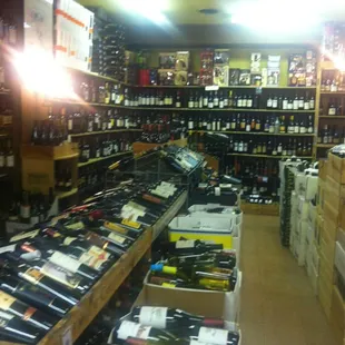 bottles of wine on shelves