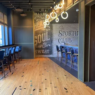 a bowling alley with bowling lanes