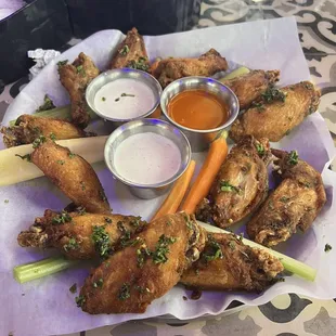 Southern style wings w/ carrots and celery