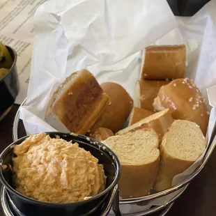 Pretzel bites and dipping sauces