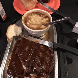 Sirloin (w/A1) &amp; mashed potatoes