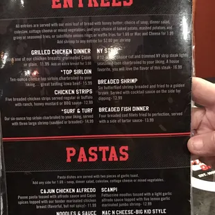 a menu for a fast food restaurant