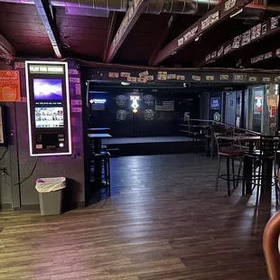 Dance floor and stage.