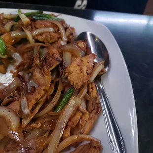 Giinger chicken (with white rice not in photo).