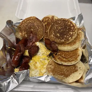Secret menu pancakes and hot links