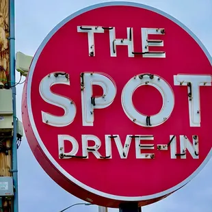 The iconic The Spot Drive-In neon sign