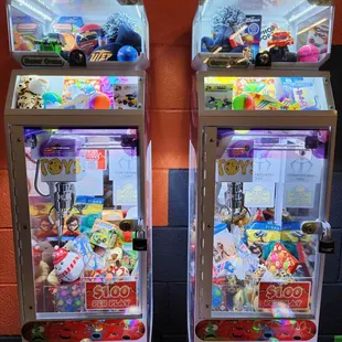 2 new claw machines with hidden key locker boxes. Fun!!!