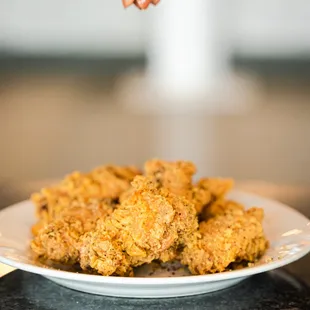 a plate of fried chicken