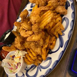 Fried shrimp and fries