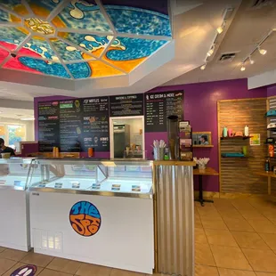 the inside of a restaurant