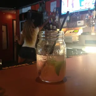 Britt the bartender and one of her unnamed concoctions.