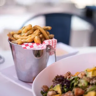 Crispy green beans appetizer and Mango &amp; Ahi Tuna Salad rubbish