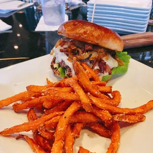 Chef Burger and Sweet Potato Fries