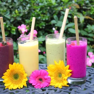 Healthy smoothies!  Reuseable bamboo straws too