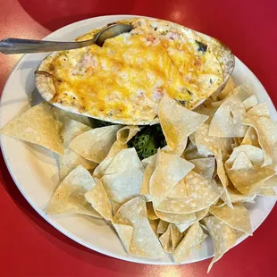 a plate of chips and dip