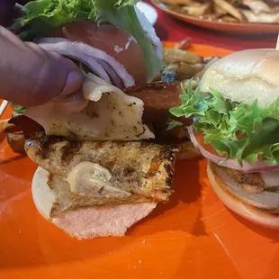 Inside of blackened chicken slider