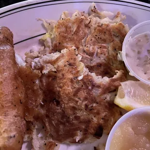 Fish fry with potato pancakes